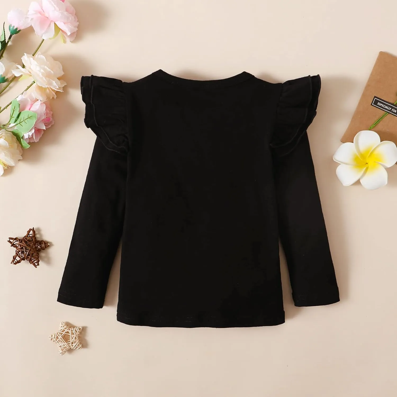 Toddler Baby Girl Solid Color T Shirt Kids Blouse Basic Plain Ruffle Top Cotton Casual Clothes