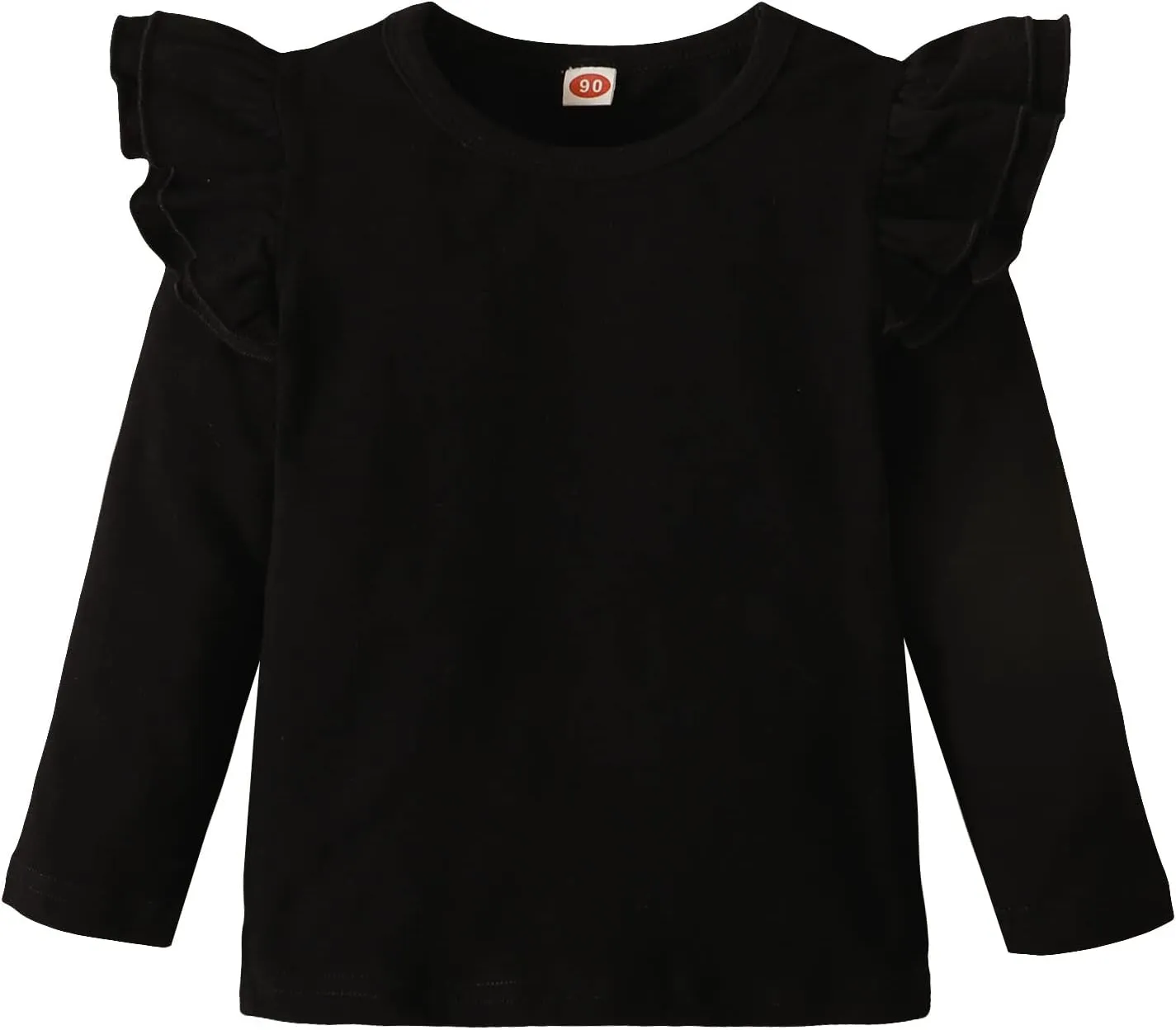 Toddler Baby Girl Solid Color T Shirt Kids Blouse Basic Plain Ruffle Top Cotton Casual Clothes