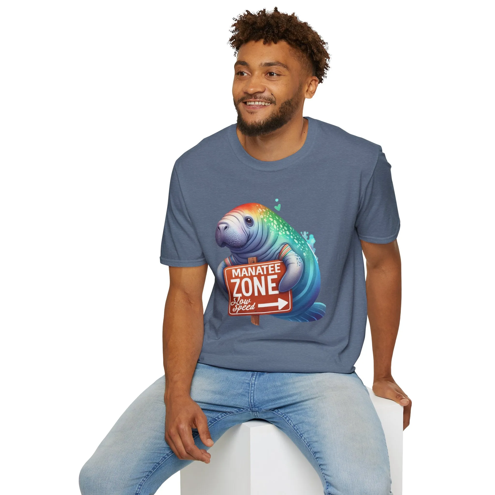 Watercolor Manatee • Unisex Softstyle T-Shirt
