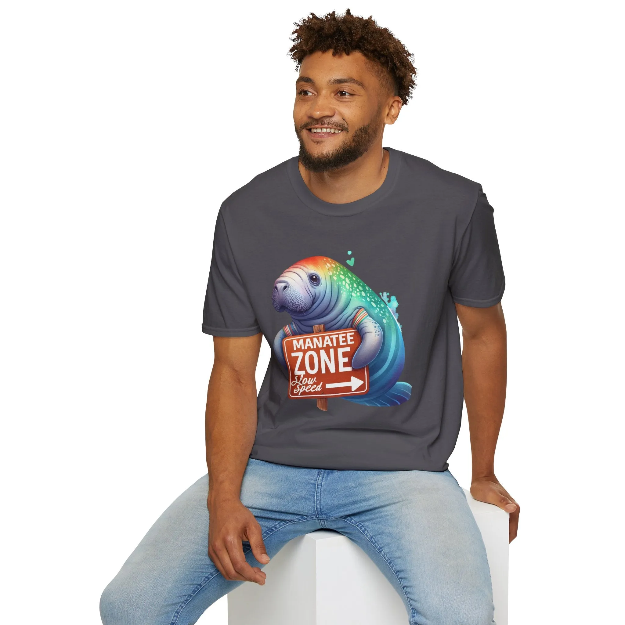 Watercolor Manatee • Unisex Softstyle T-Shirt