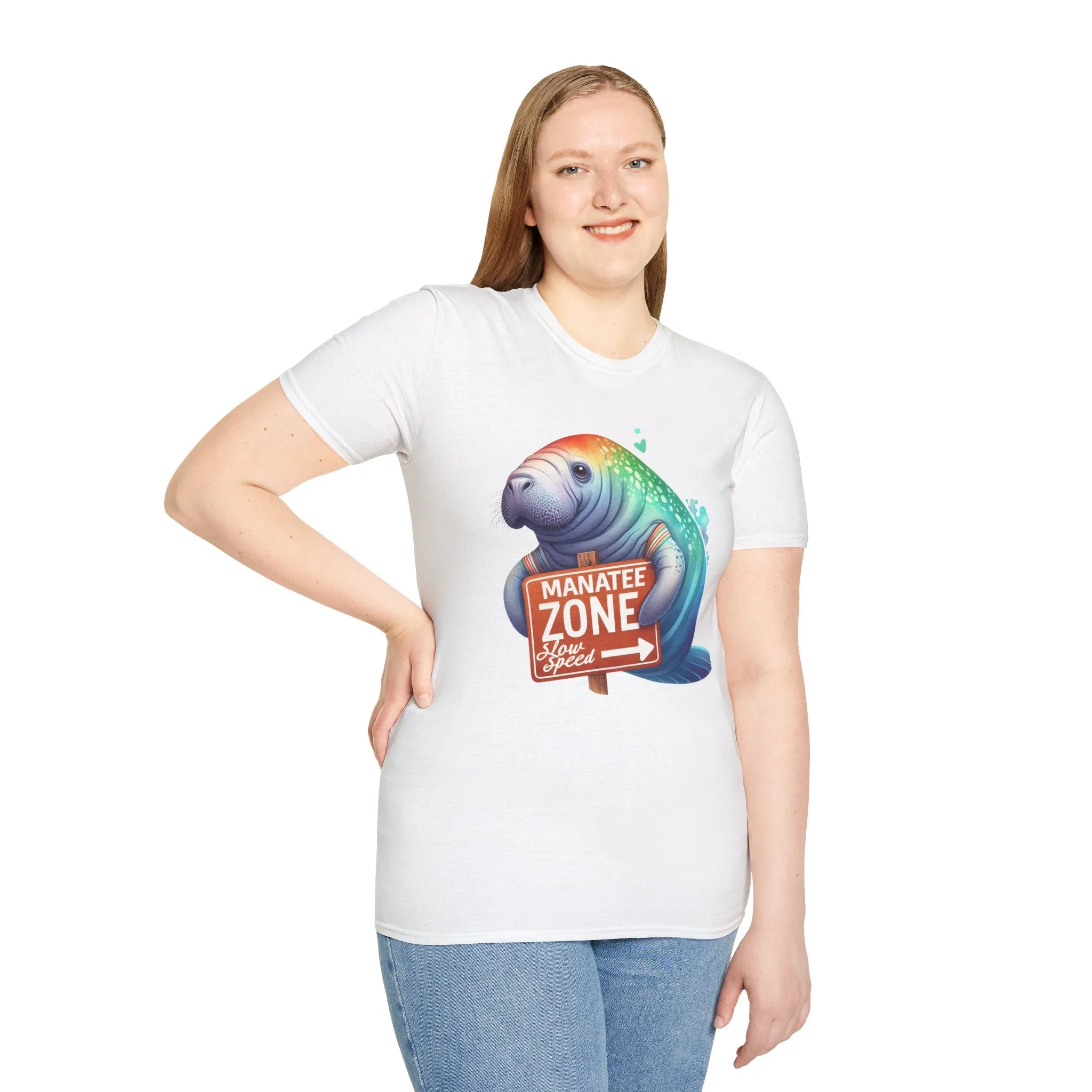 Watercolor Manatee • Unisex Softstyle T-Shirt
