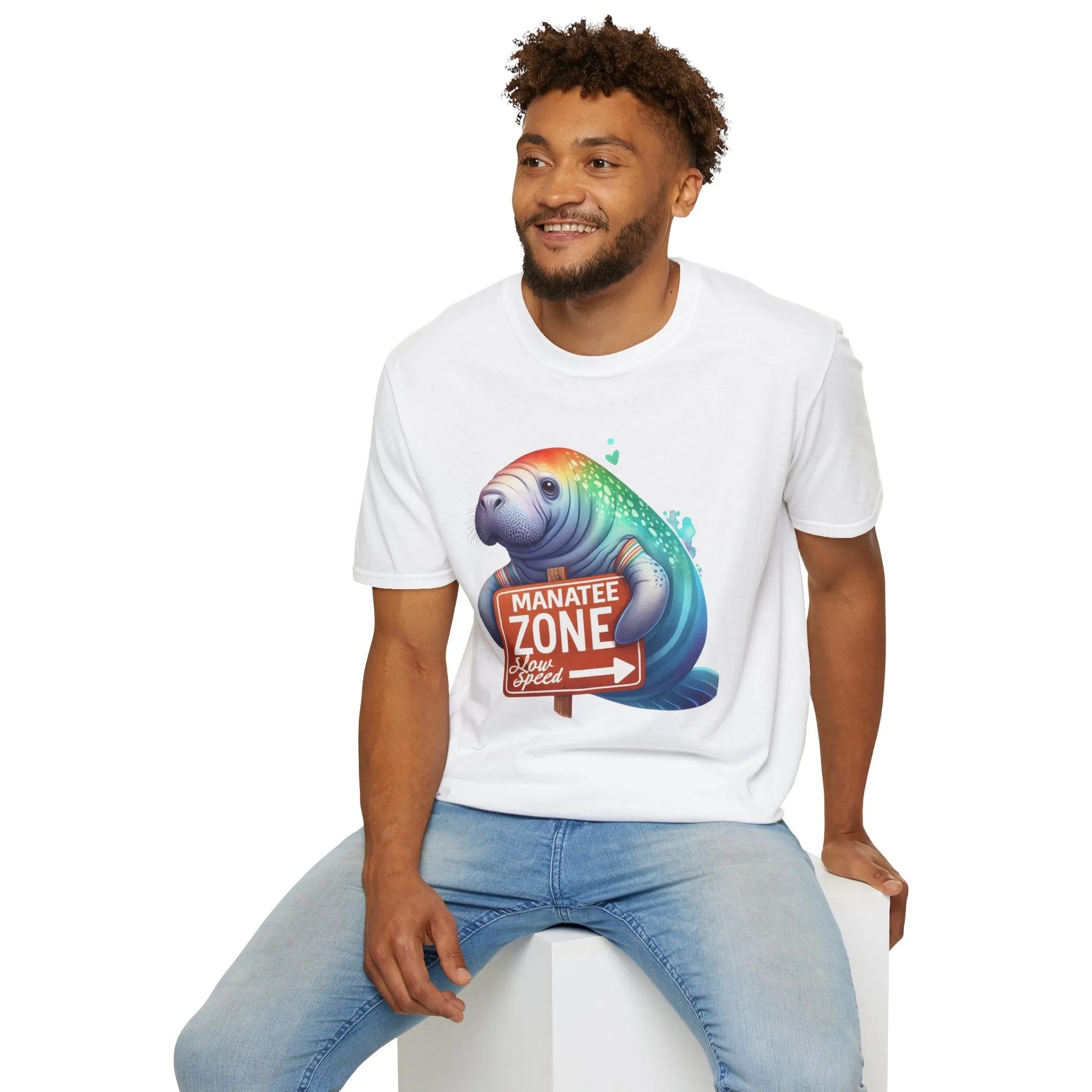 Watercolor Manatee • Unisex Softstyle T-Shirt