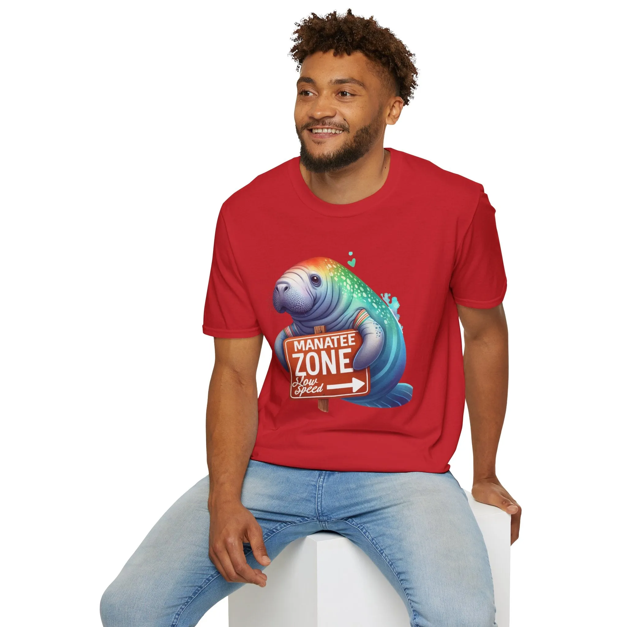 Watercolor Manatee • Unisex Softstyle T-Shirt