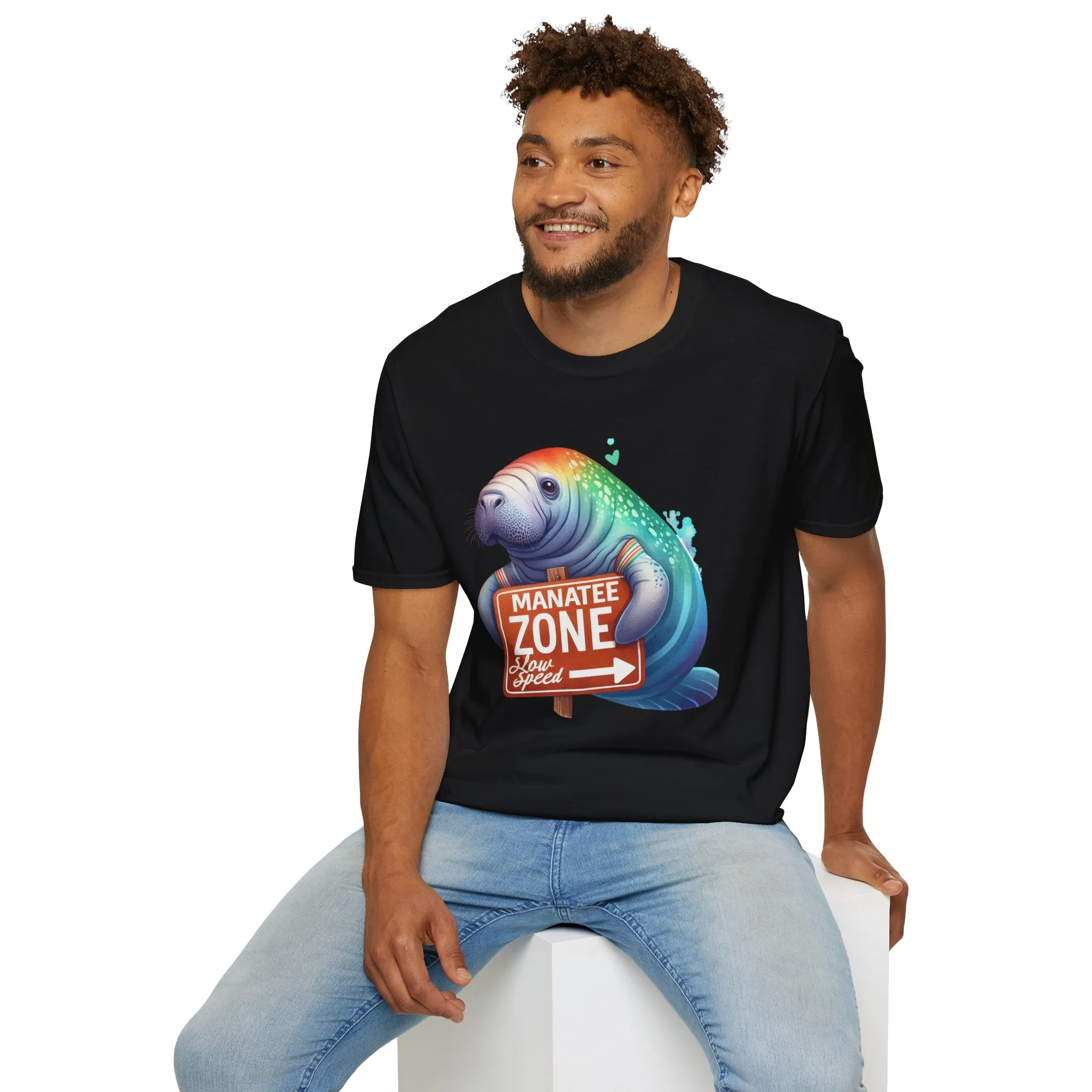 Watercolor Manatee • Unisex Softstyle T-Shirt