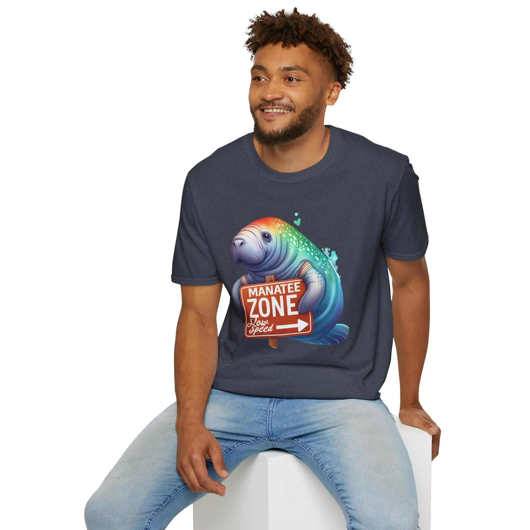 Watercolor Manatee • Unisex Softstyle T-Shirt