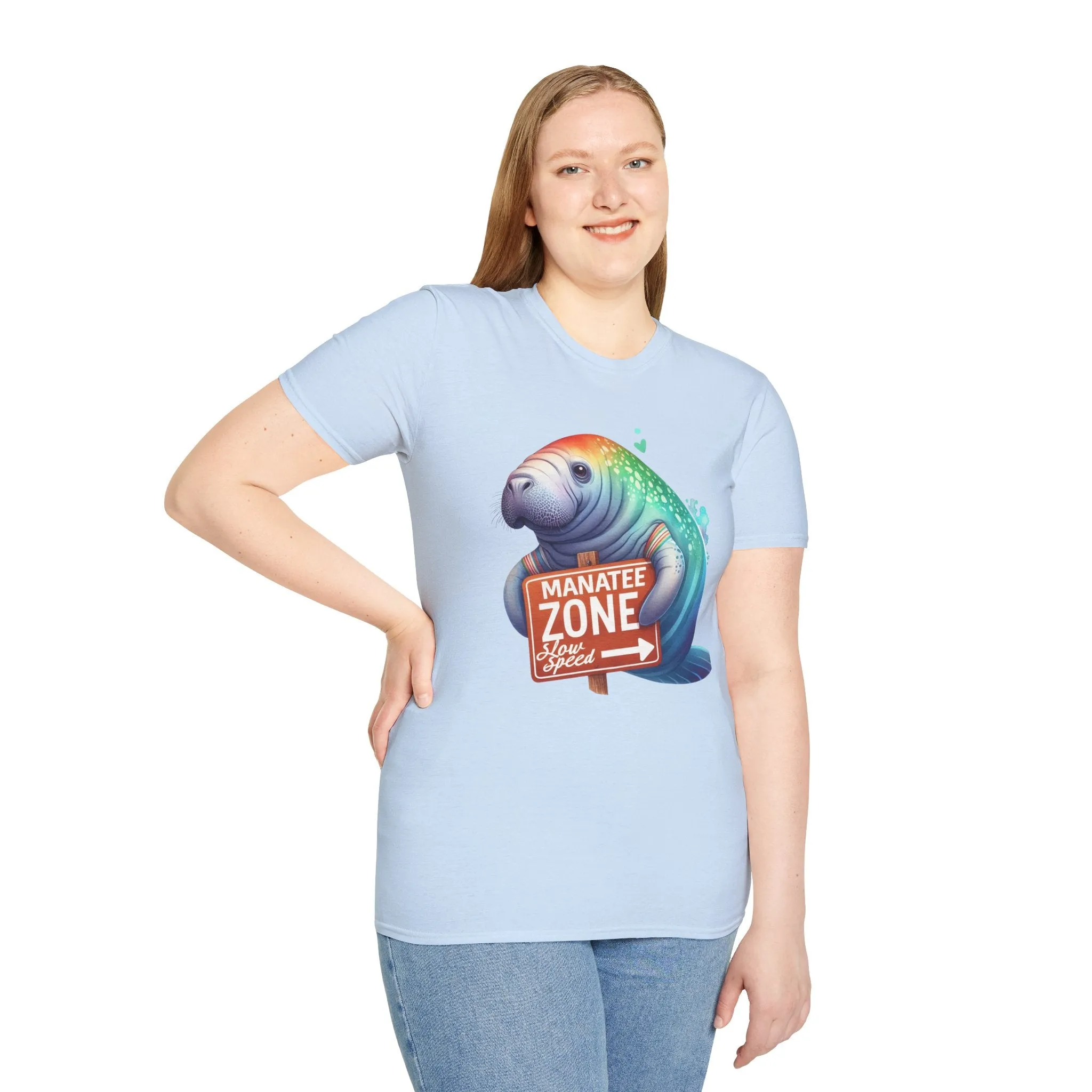 Watercolor Manatee • Unisex Softstyle T-Shirt