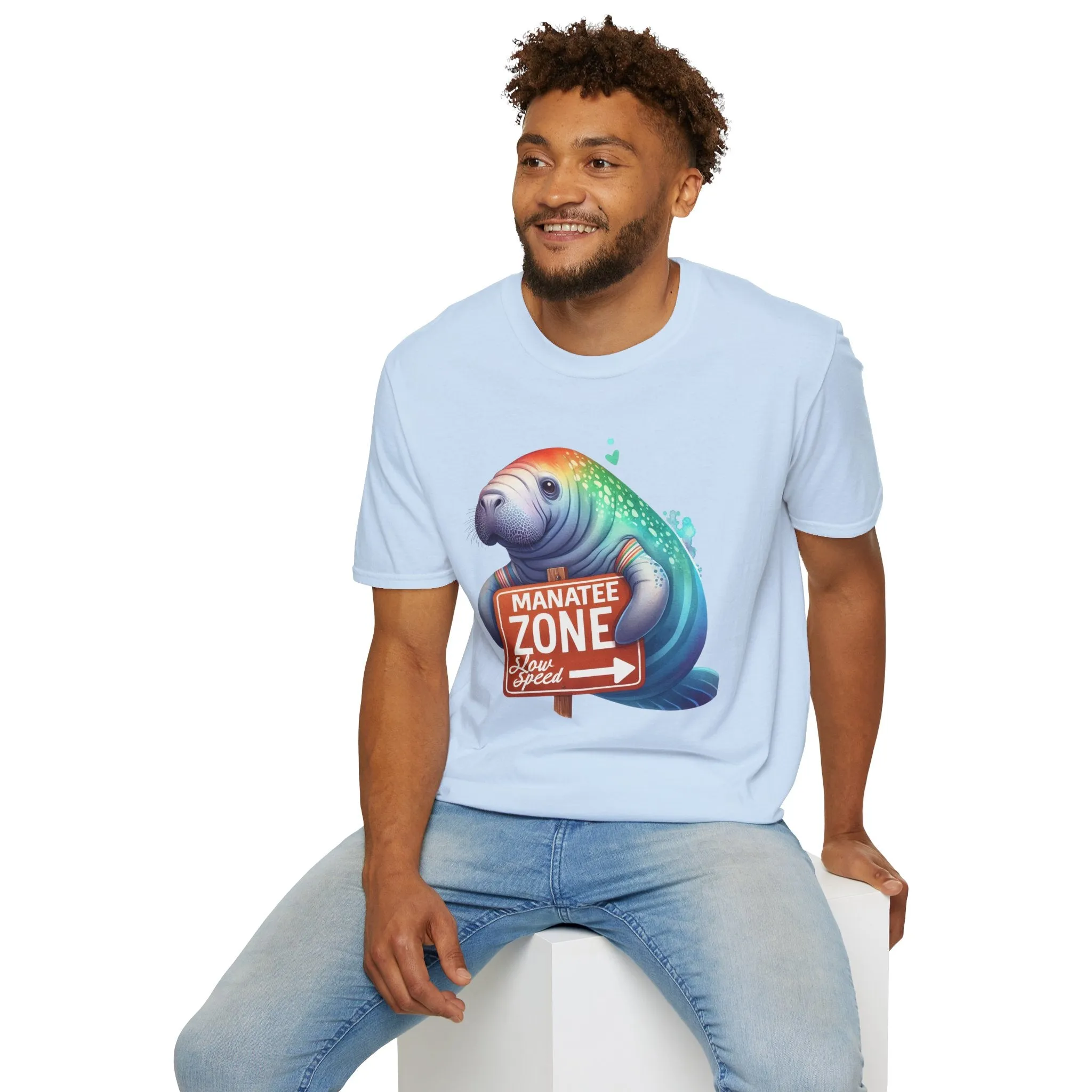 Watercolor Manatee • Unisex Softstyle T-Shirt