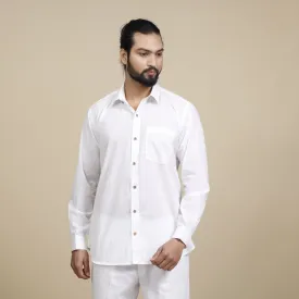 White - Plain Cotton Men Full Sleeve Shirt