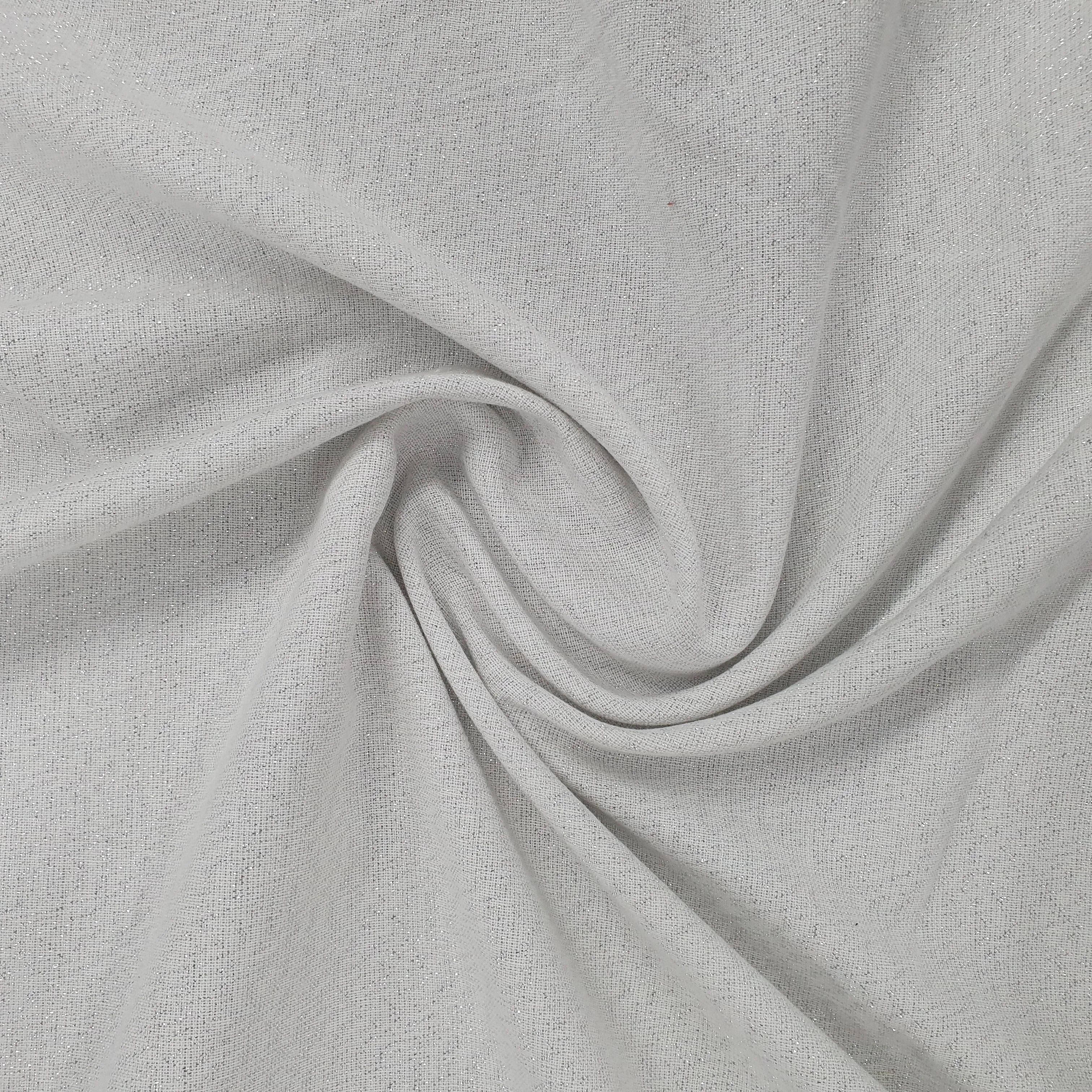 White Solid With Lurex Solid Handloom Fabric