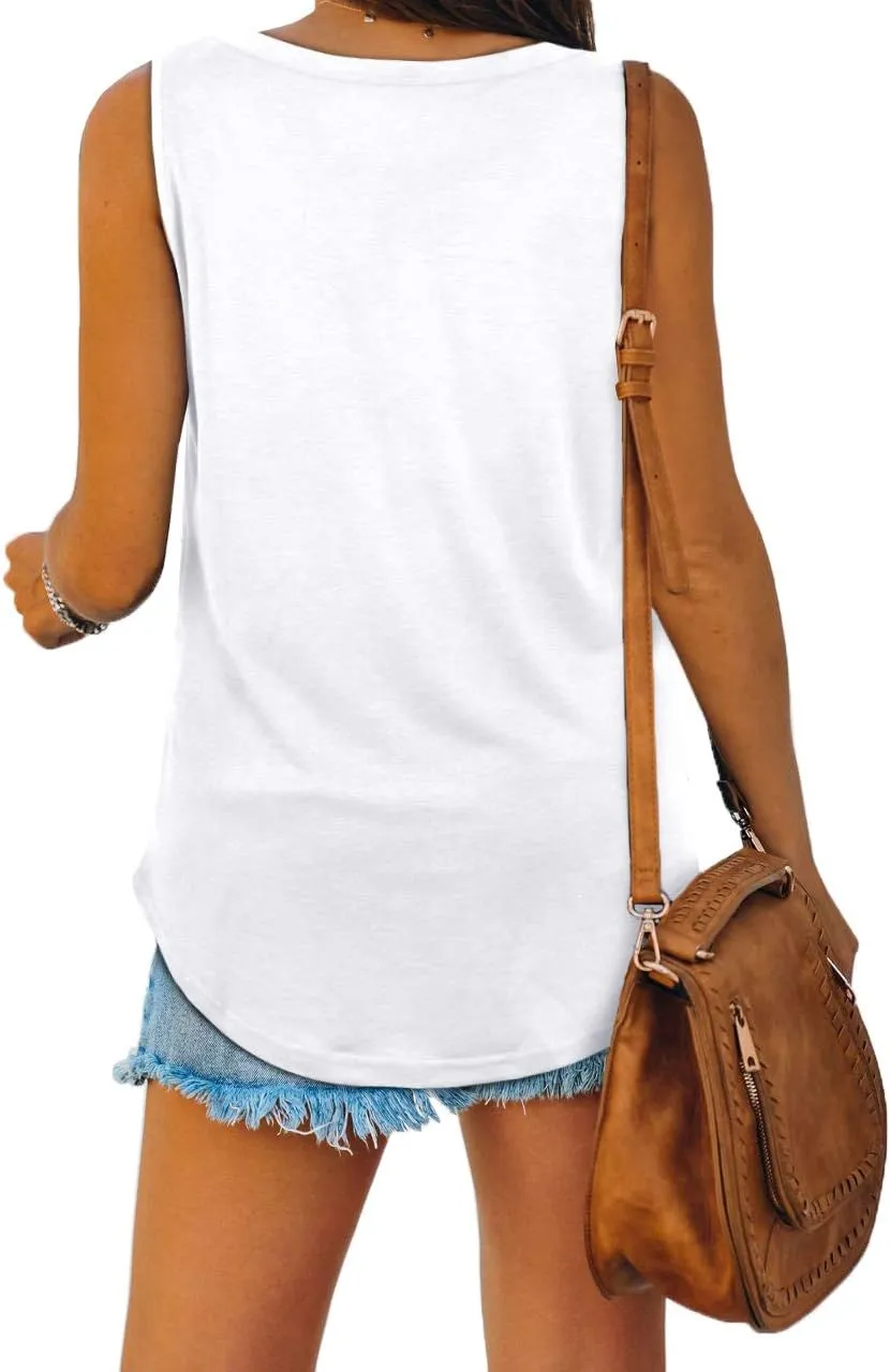 XIEERDUO Womens Tank Tops V Neck Basic Solid Color Casual Flowy Summer Sleeveless